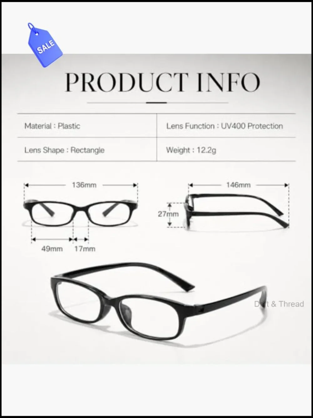 Y2K Rectangle Frame Blue Light Glasses for Women Anti Eyestrain Computer Eyewear